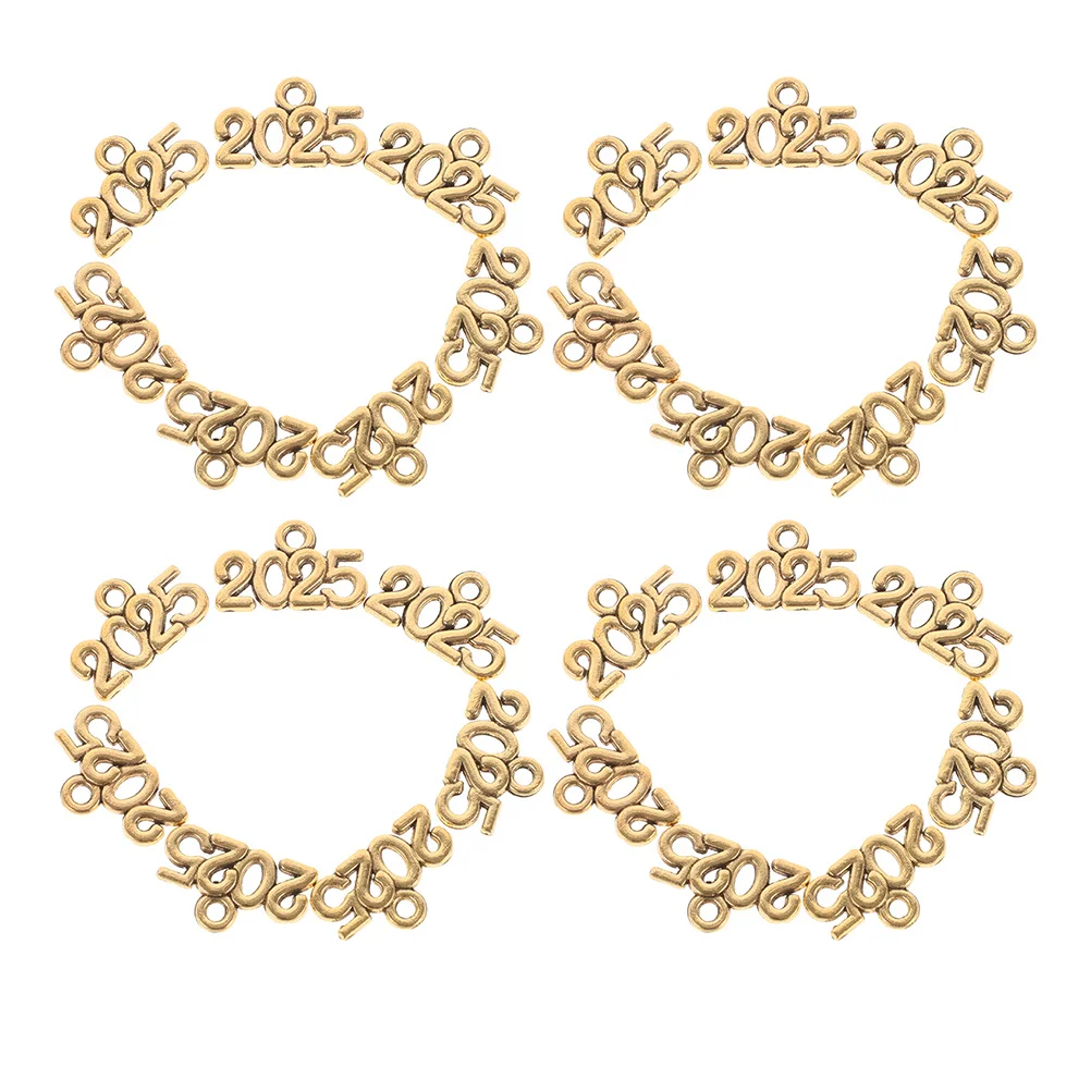 

50Pcs Alloy Jewelry 2025 Number Pendants Charms for DIY Bracelets Necklaces Making New Year Accessories New Year 2025 Charms