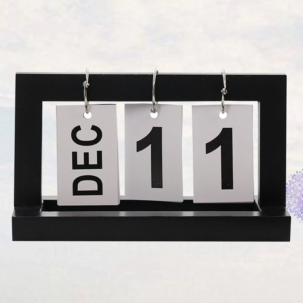 

Wooden Page Turning Calendar Black Unique Creative Shape for Living Room Bedroom Office Space Decor Smooth Page Flip Experience