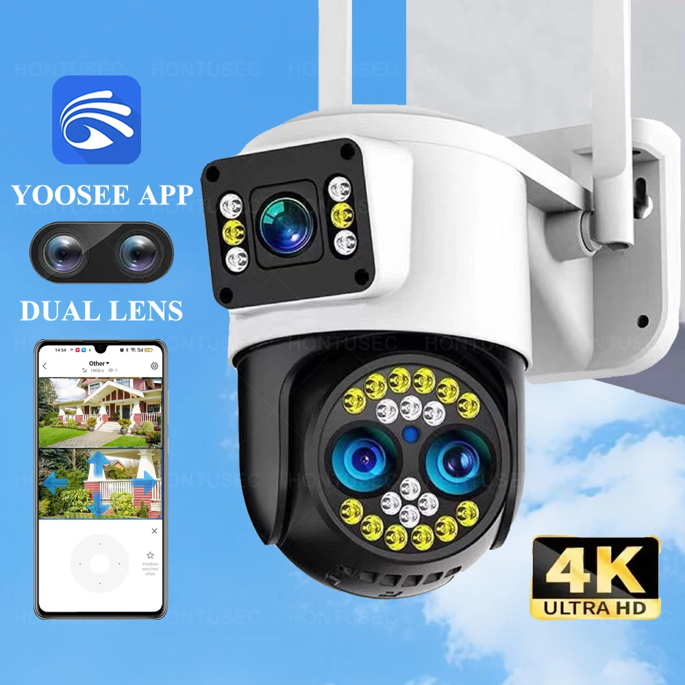 

Yoosee 4K 8MP Three Lens Dual Screens 10X Zoom Wireless Camera Two Way Audio Color Night Vision Outdoor Waterproof Wifi Camera