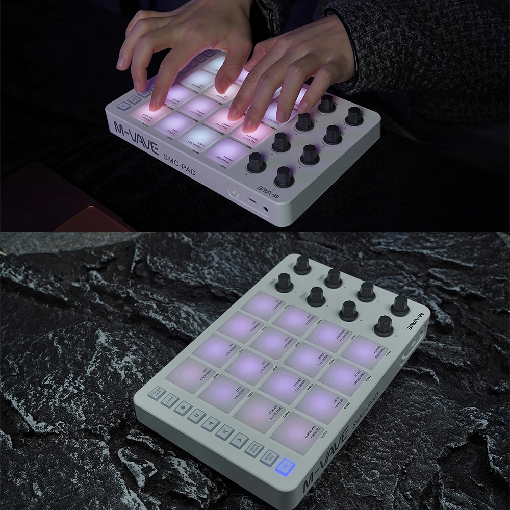 

M-VAVE SMC-PAD MIDI Controller Strike Pad RGB Backlight Strike Pad Launch Pad USB-C Interface Design Wireless MIDI Controller