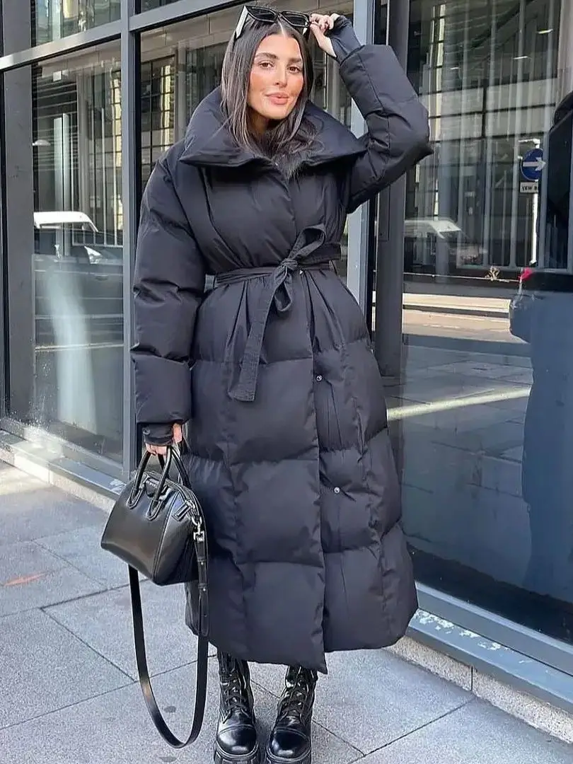 Parkas Malina Grossas e Soltas para Mulheres, Moda com Botões Personalizáveis, Serviço de Processamento de Jaquetas de Pluma