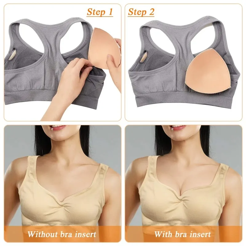 1/5 pares triângulo esponja push up sutiã almofadas conjunto feminino inserção invisível maiô biquíni realçadores de peito copo almofadas acessórios