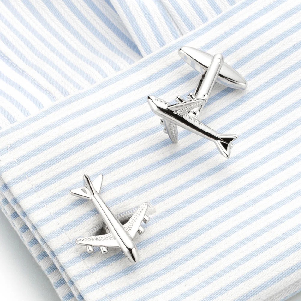 

Fighter Cuff Pins Airplane Modeling Cufflinks Suit Studs Button Covers for Men Shirts Clothing Toggle