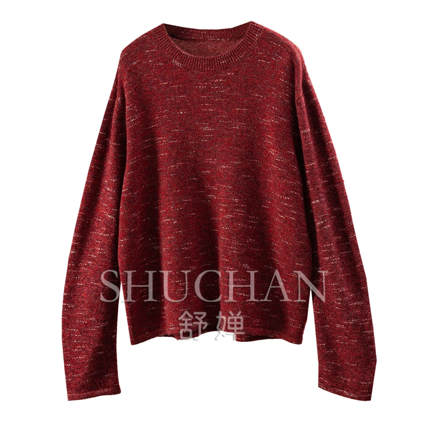Pullover 290g Flower Yarn Wool Cashmere Fine Glittering Silk Sweater Women's E269 Sueter Mujer Blusa De Frio Feminina