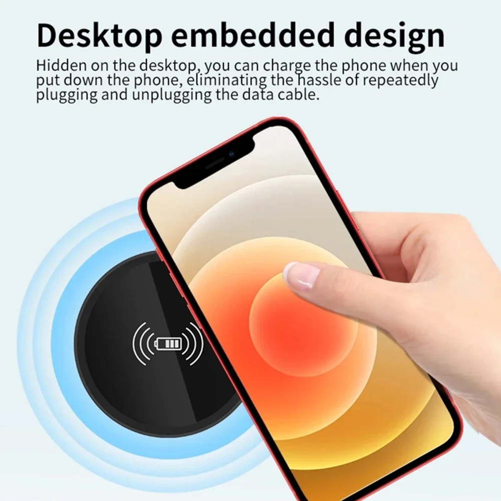 15W Built in Desktop Wireless Charger Desktop Furniture Embedded Qi Fast Wireless Charger Charging For 13 /12 Galaxy S22 S20U