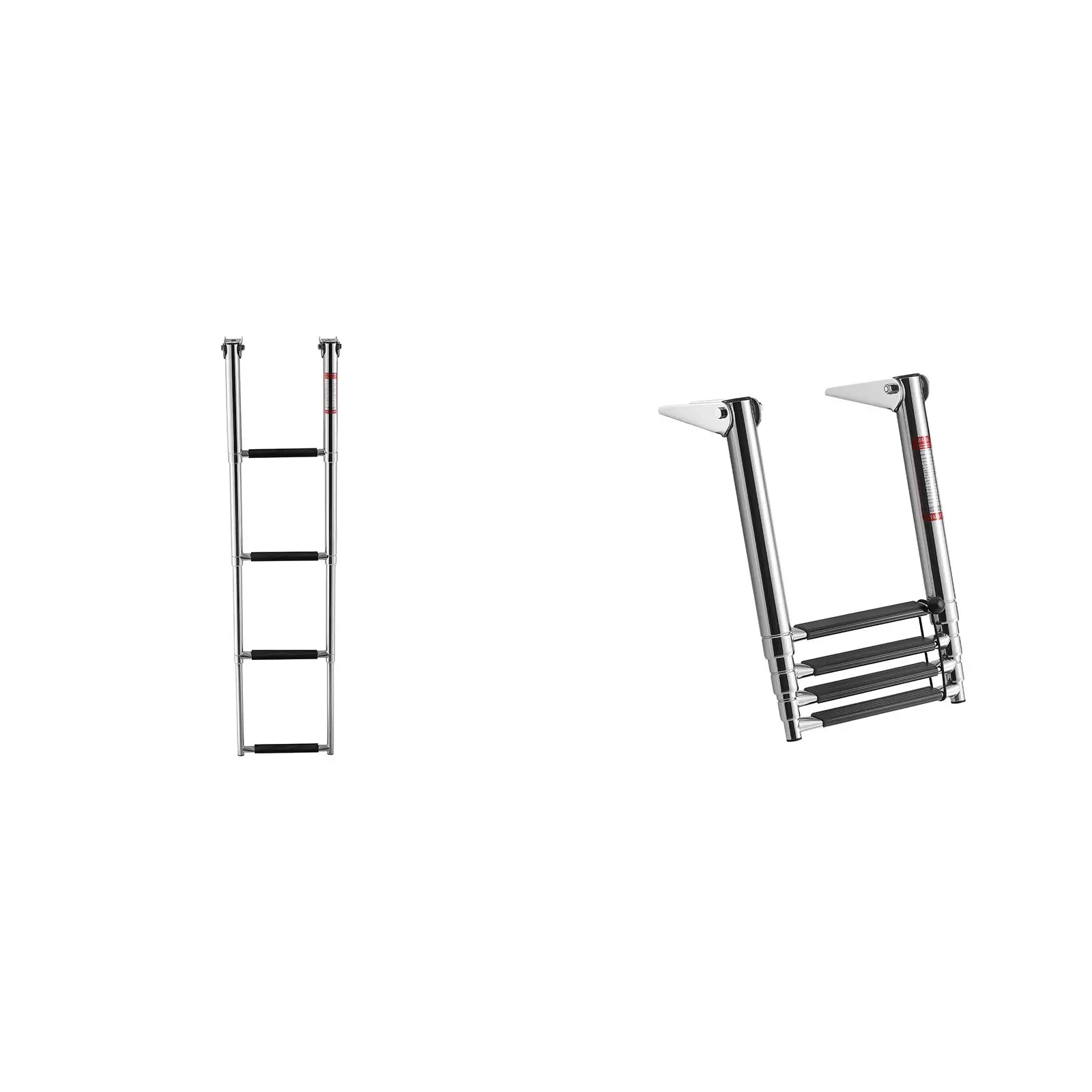 Boat Ladder, 4 Steps, Stainless Steel Telescoping Folding Swim Deck Ladder for Rear Entry Inboard, Heavy Duty 900 Lbs Capacity