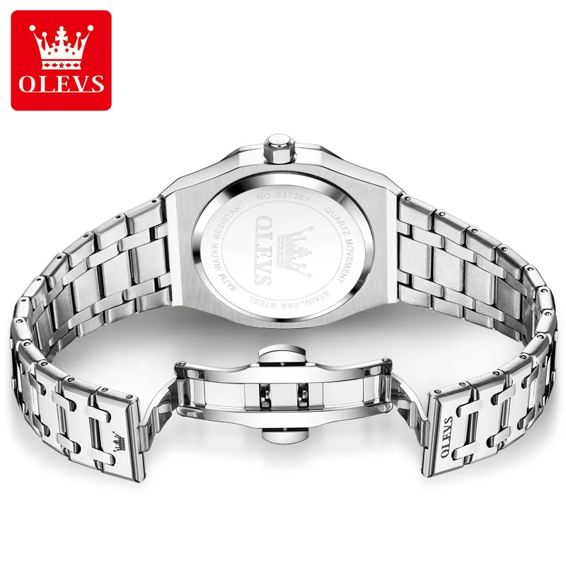 OLEVS 3726 Brand Men's Watches Date Waterproof Fashion Quartz Watch for Man Luminous Dual Calendar Business Male Wristwatch