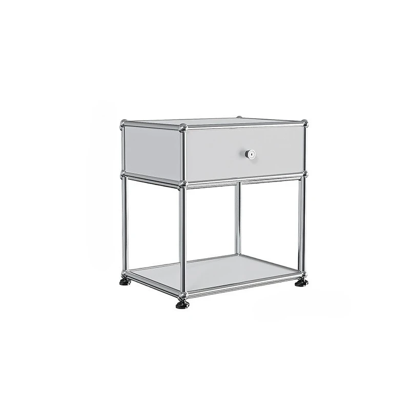 

Storage stainless steel medieval bed bedroom modern simple rack TV side cabinet