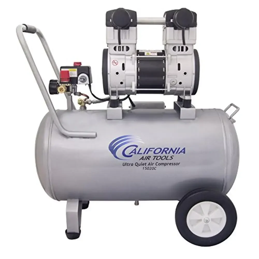 Ultra Quiet Oil-Free 2.0 HP 15.0-Gallon Steel Tank Air Compressor with Wheels and Quick Connector Powerful Motor Low Maintenance