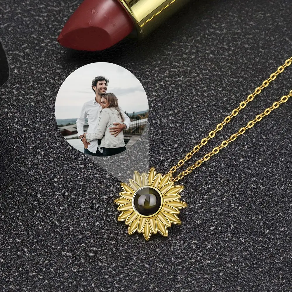 925 Sterling Silver Personalized Custom Photo Necklaces Projection Photo Necklace for Women Jewelry Mother's Day Memorial Gift
