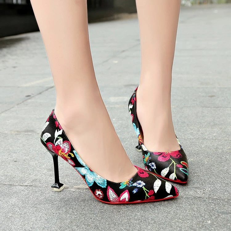 talons women fashion flora printed 10cm comfortable high heels lady sexy cute party high heels