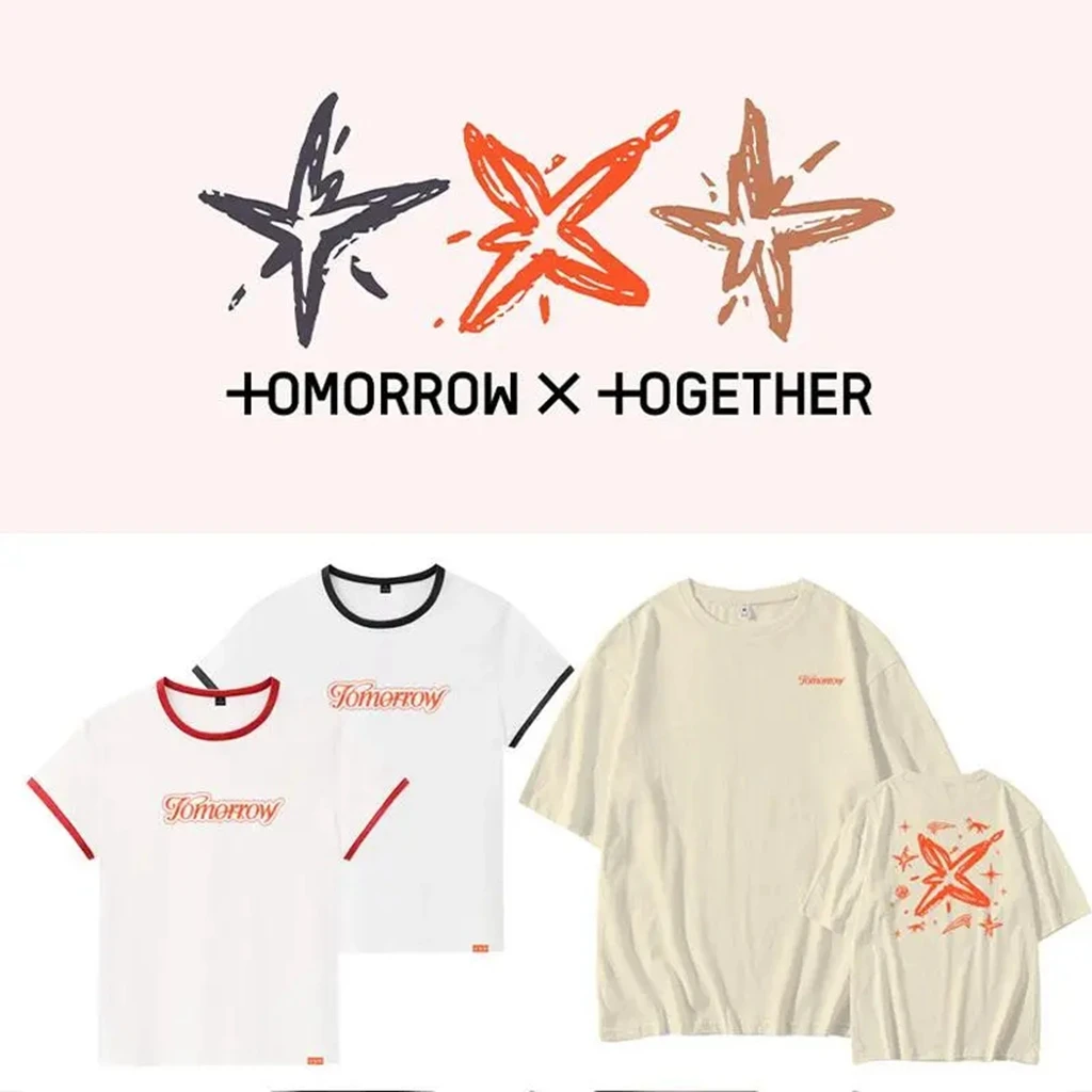 kpop 2024 Txt ACT Pentagram Tour Concert Y2K T-Shirt Top Cotton Loose Short Sleeved Hip Hop Wrap Harajuku Casual Summer Top Tee