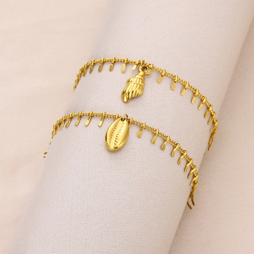 

Fashion Shell Anklet Conch Anklets For Women Ankle Bracelet Trendy Women's Stainless Steel Jewelry Summer Bracelet On The Leg