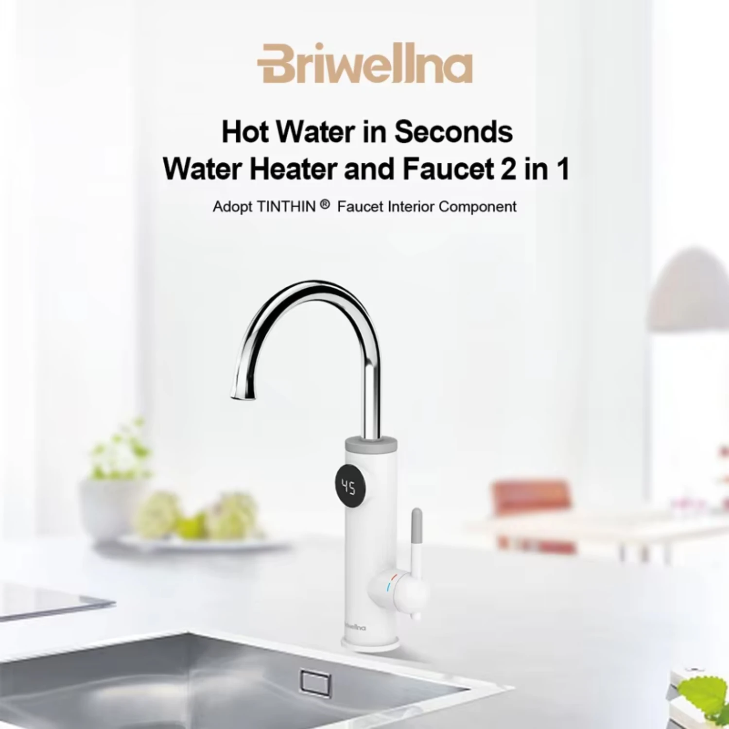 

Water Heater Flowing 220V Heating Tap Instant Hot Water Tankless Water Heating Geyser 2 in 1 Kitchen Faucet