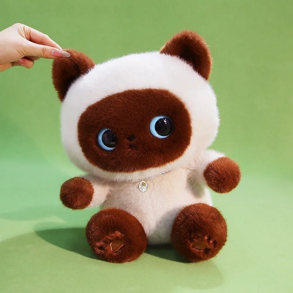 

Kitten Doll Stuffed Animals Black Cat Plush Toy Kawaii Fluffy Siamese Cat Doll Furry Cartoon Cat Table Doll Christmas Gift
