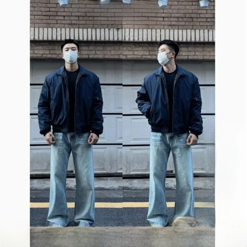 

Harajuku Sle Versatile Simple Japanese Faion Jaet New Model Lazy ular Long Sve Flip Collar Cotton Youth Trend