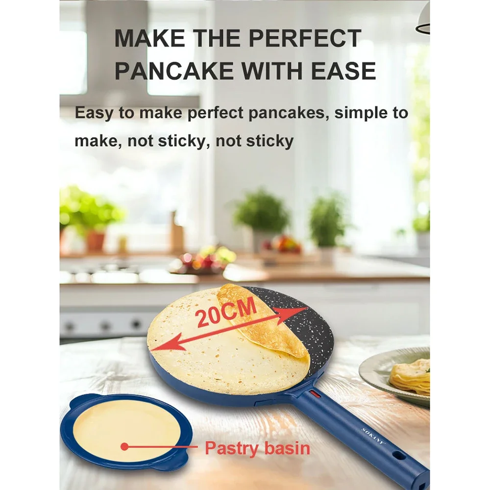 Houselin Electric Pancake Maker, Portable Pancake Maker Switch, Nonstick Coating, Easy To Use, with Handle