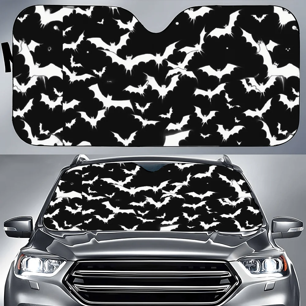 Black And White Image Of Bats Flying In The Air Car Auto Sunshades Car Sunshade, Front Window Sun Cover For Car, Auto Sunshade F