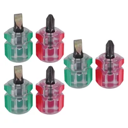 2/6PCS Mini Flat Head Screwdriver Sewing Machine Cross-head Short Screwdriver DIY Transparent Handle Repair Tools