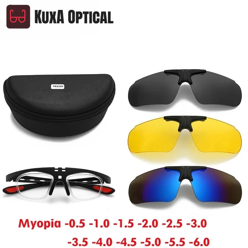 

Xuka мужские спортивные солнцезащитные очки с магнитным зажимом, очки для близорукости, женские очки по рецепту для верховой езды, очки для близорукости и астигматизма -0,5 до -10