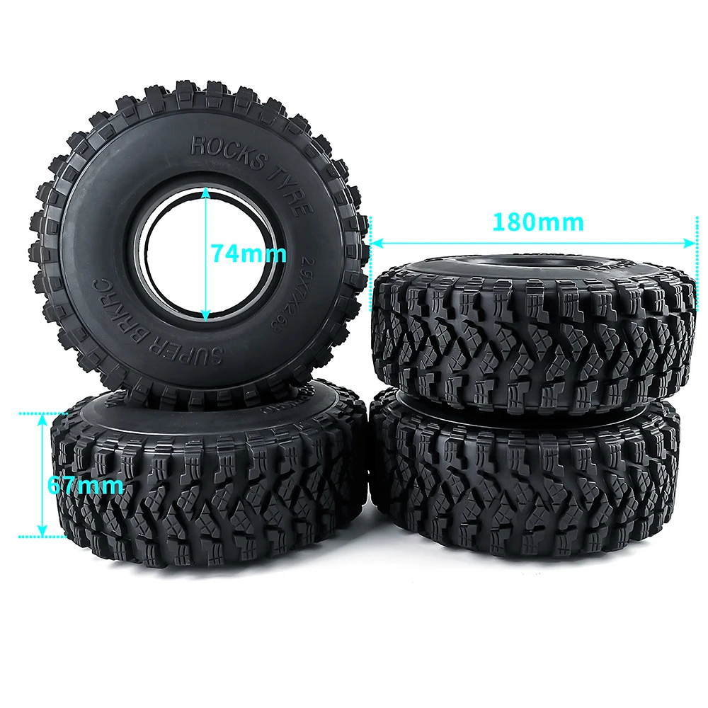 YEAHRUN 4Pcs 180x67mm Terrain Rubber Tires 2.9