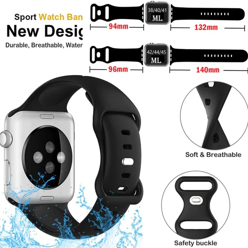 Correa deportiva para apple watch band Ultra 2, 49mm, 44mm, 40mm, 41mm, 45mm, 42mm, 38mm, pulsera de silicona serie iwatch 9-8-7 6 5 4 SE