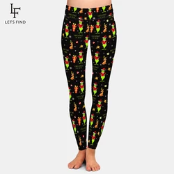 Letsfind novo treino leggings moda feminina cintura alta natal impressão preto leggings