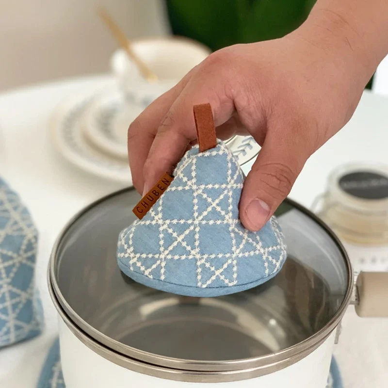 Pot lid Anti-scalding Oven Gloves Mitts Kitchen Cotton Baking Insulation Hand Clip Microwave Heat Resistant Gloves