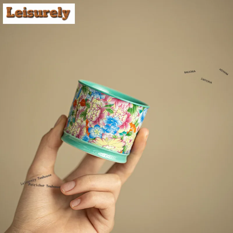 100ml Thousands Of Flowers Color Enamel Teacup Zen Tea Bowl Single Cups Tea-tasting Fragrance Cup Jianzhan Master Cups Tableware