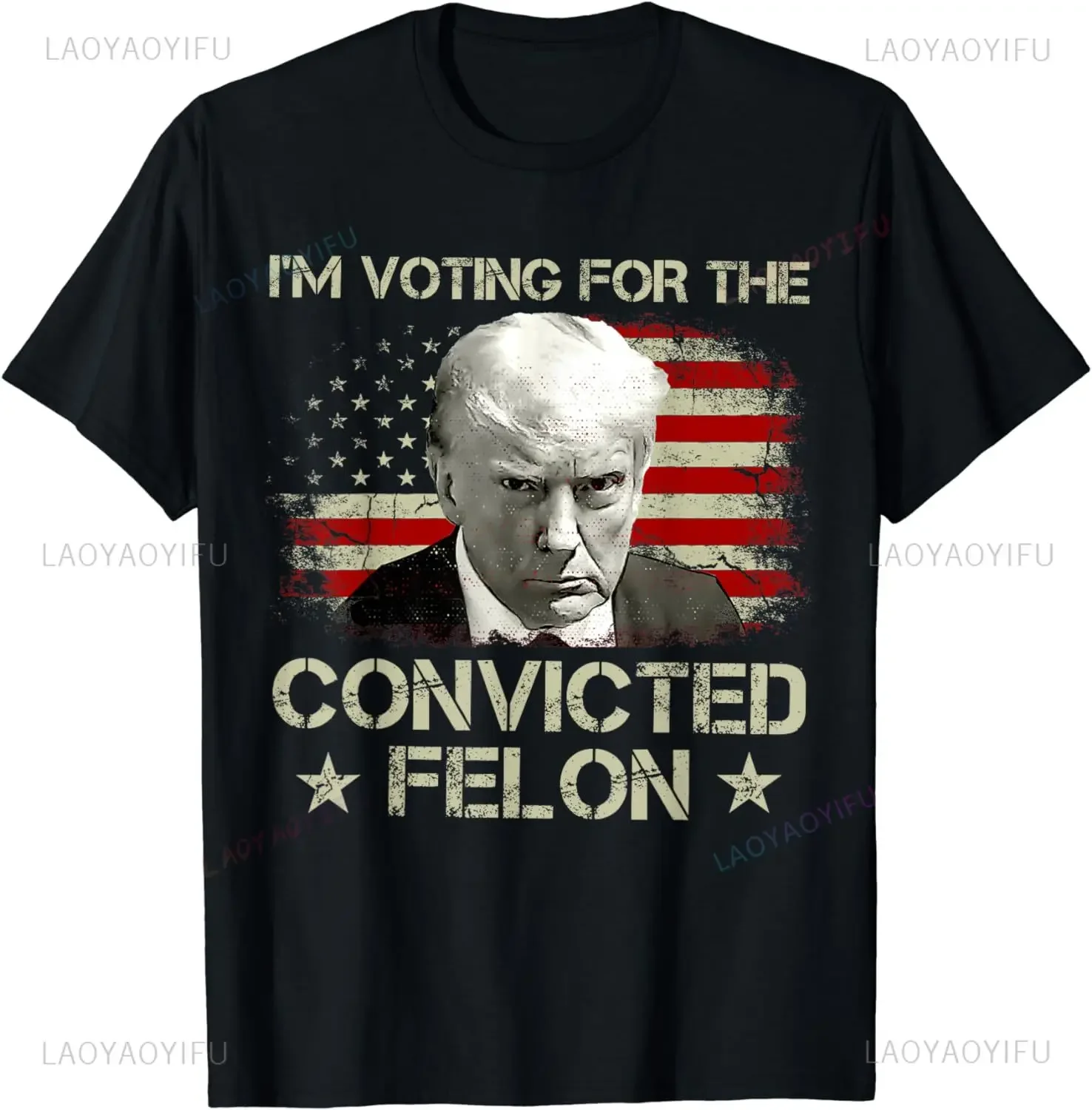 I'm Voting for The 2024 Convicted Felon Trump Summer Trend Harajuku Short Sleeve Unisex Graphic Oversized T-shirt