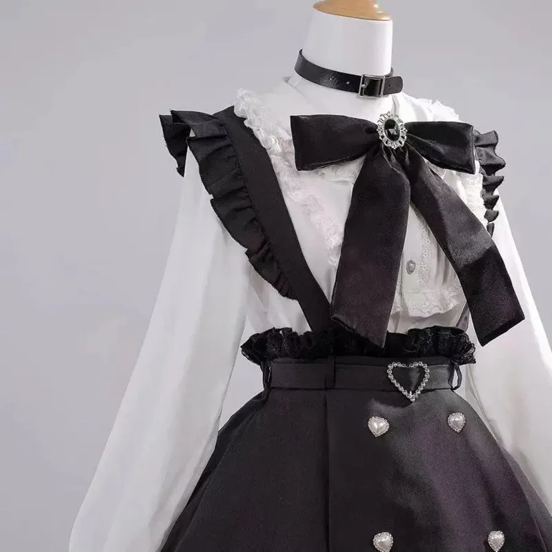 vfive-ミクファッションヤンデレ黒ストラップドレス白シャツスーツアニメボーカロイド鉱山コスプレ衣装ハロウィンカーニバル衣装-fo