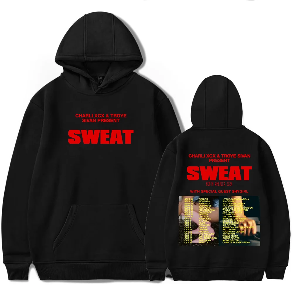 Charli XCX & Troye Sivan present: Sweat Hoodies Unisex 2024 Tour Printed Long Sleeve Pullovers Streetwear