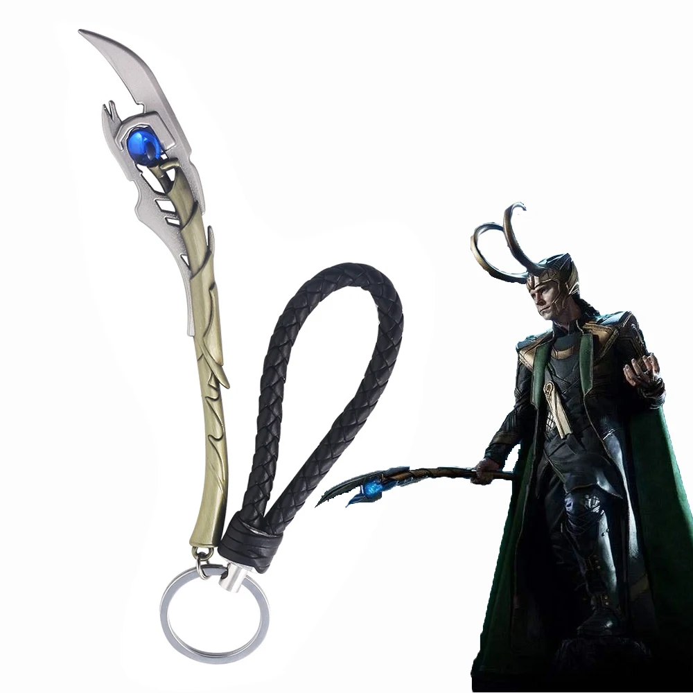 Disney Marvel Loki Mind Scepter Keychain Pendant Mind Stone Owner Keyring Cosplay Prop Fan Gift Men Women Backpack Jewelry