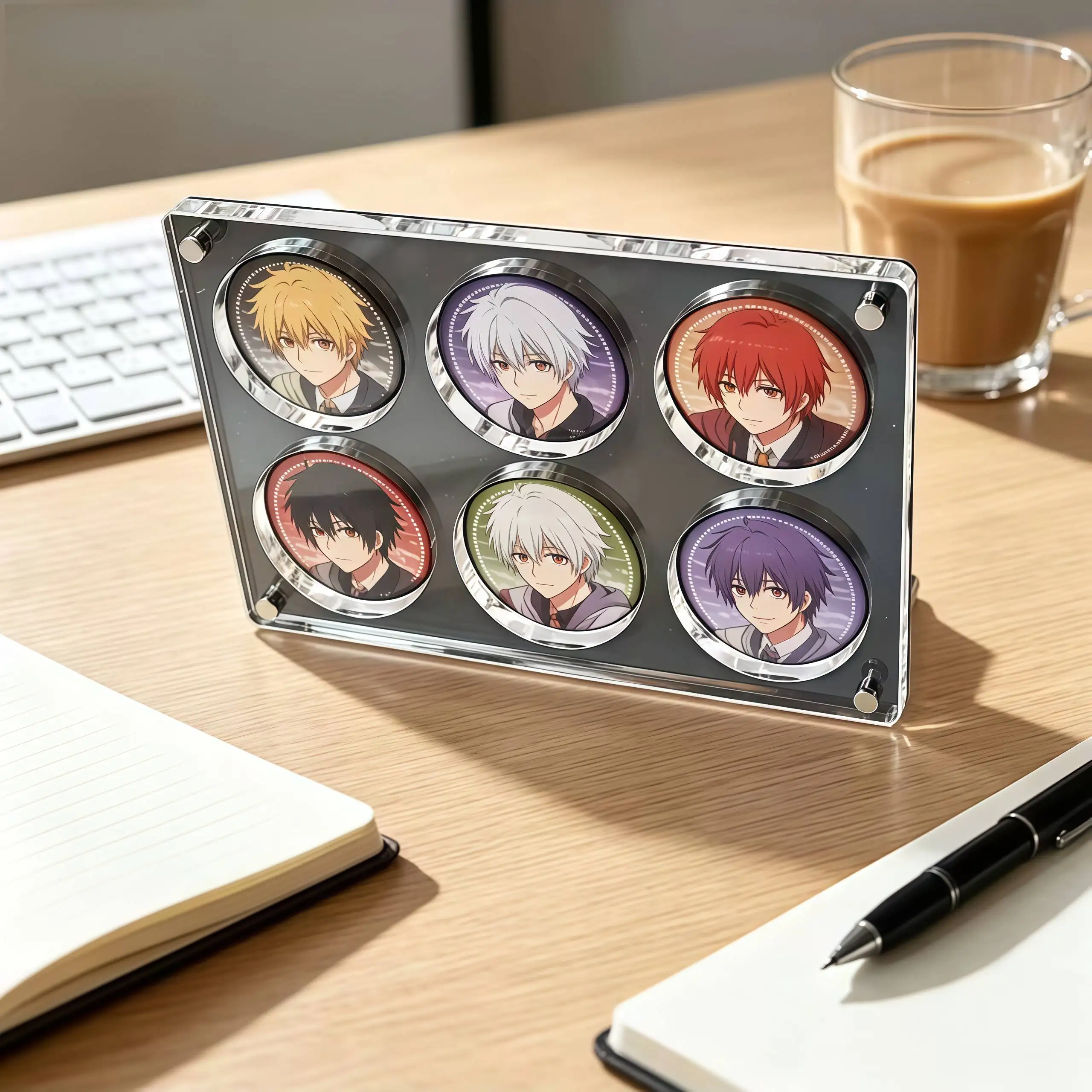 Black 58mm Acrylic Badge Display Stand Clear Dust-proof Showcase Case Thickened Sturdy Design Anime Pins Badges