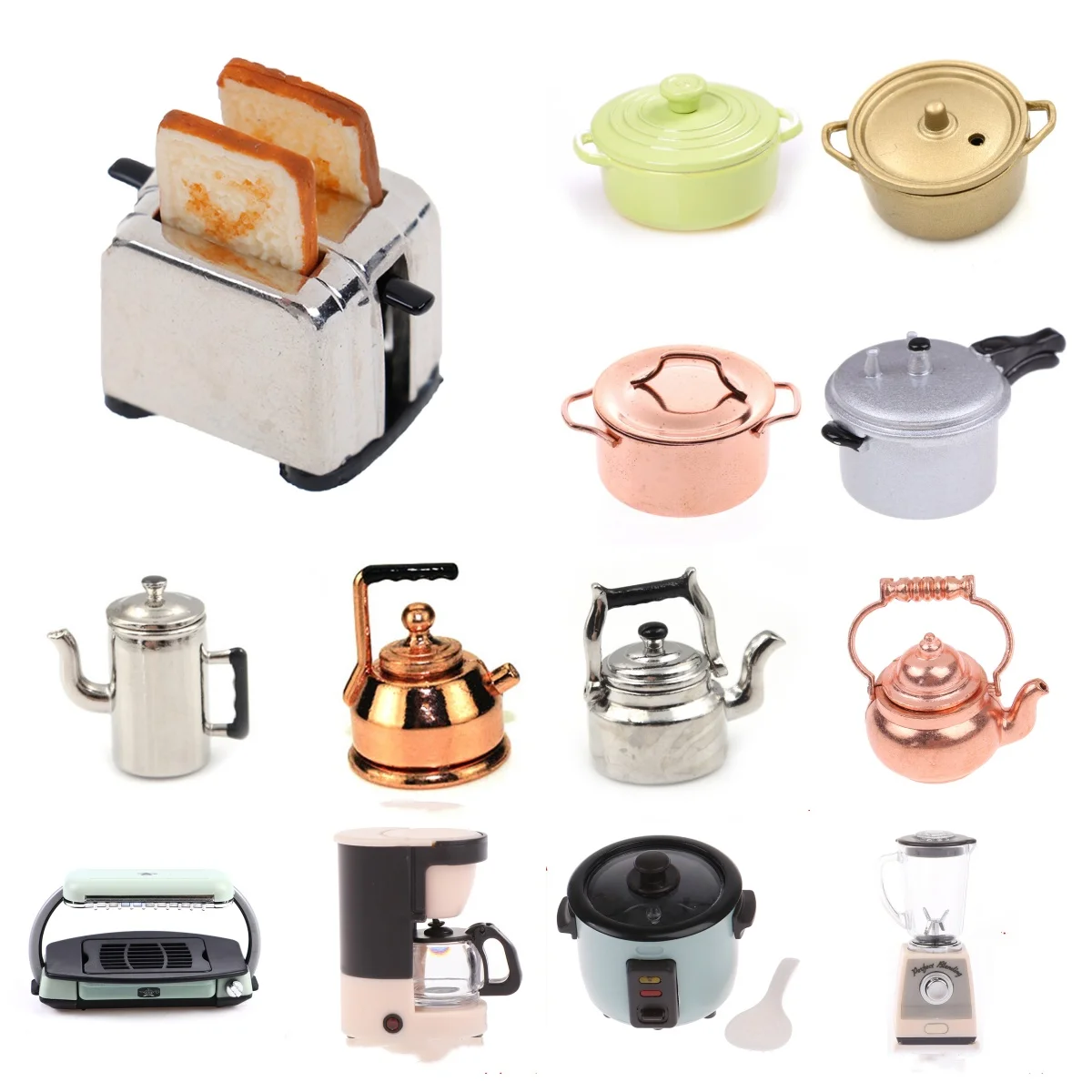 1PC Dollhouse 1/12 Scale Mini Bread Machine Miniature Kitchen Access Toaster Home Decoration Spoon Shovel Cookware Model