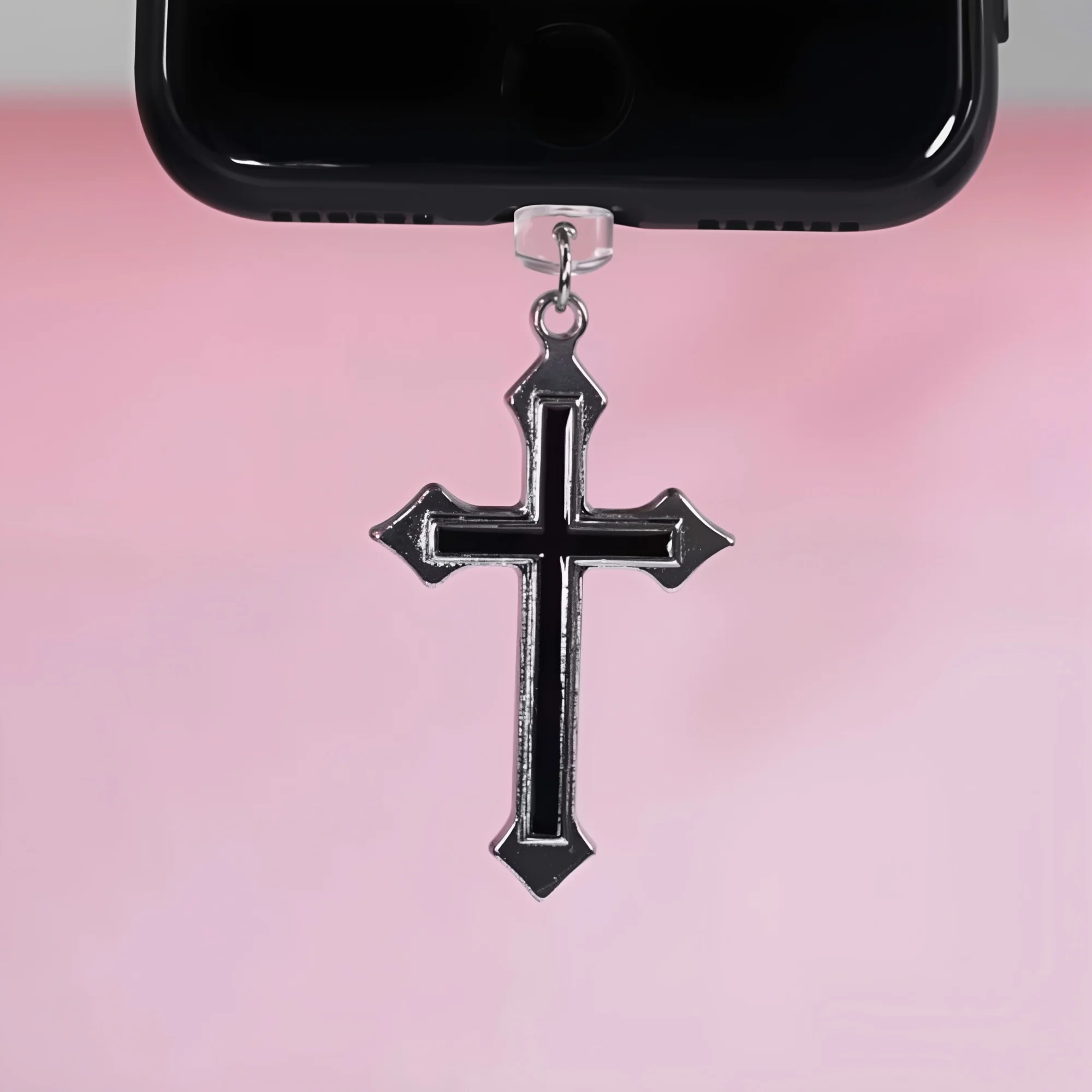 1 قطعة الهاتف المحمول الغبار التوصيل قلادة الحب الصليب و لهب الصليب قلادة هاتف آيفون اكسسوارات الديكور لسامسونج Ty