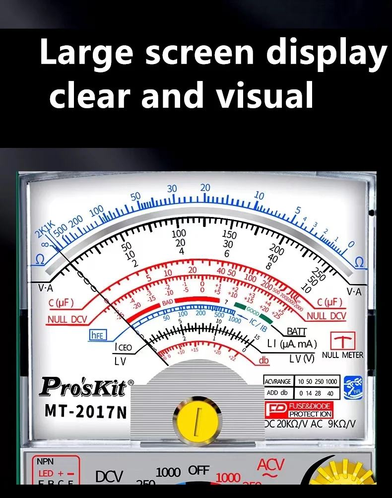 Pro\'skit-MT-2019 Pointer Type Anti-misdetection Analog Multimeter, Ohm Test Meter, 24 Gears Pointer, Universal Meter