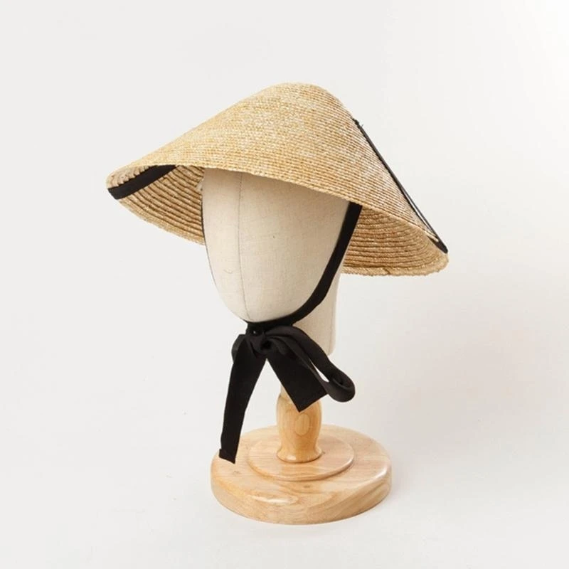 

F19F Sun Hat for Children Taking Photo Wide Brim Traditional Spring Summer Cone Hat