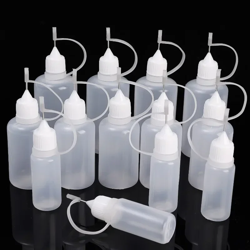 10/30/50ML Nachfüllbare Kunststoff-Applikatorflasche mit Quetschspitze und Nadelkappen für Kleber, Pigmente, Öle und Flüssigkeiten – Detail 5
