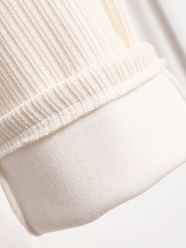 Pantalones de pierna ancha con forro de Fce blanco para mujer, pantalones informales de cintura alta para otoño e invierno, pantalones holgados drapeados para mujer