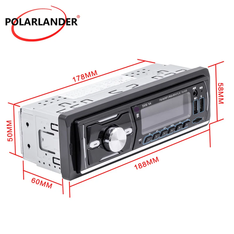 M4 DAB + راديو السيارة الرقمي بلوتوث بدون استخدام اليدين - 12/24 فولت 60 وات * 4 SD/USB مشغل MP3 لون LCD FM هوائي تلقائي