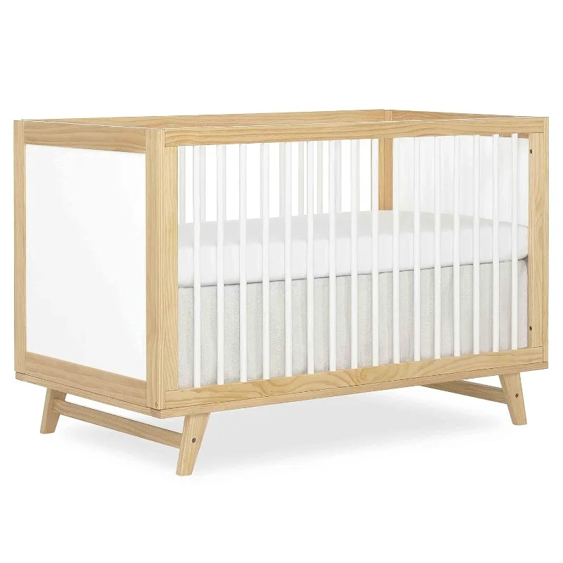 5-in-1 Full Size Convertible Crib / 3 Mattress Height Settings/JPMA Certified/Made of New Zealand Pinewood