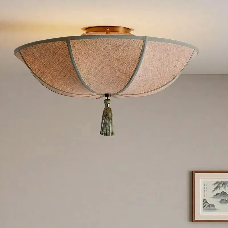 Hotel Restaurant Shop Creative Ceiling Lamps Living Room Bedroom Chandeliers for Home Decor French Retro Fabric Pendant Lights