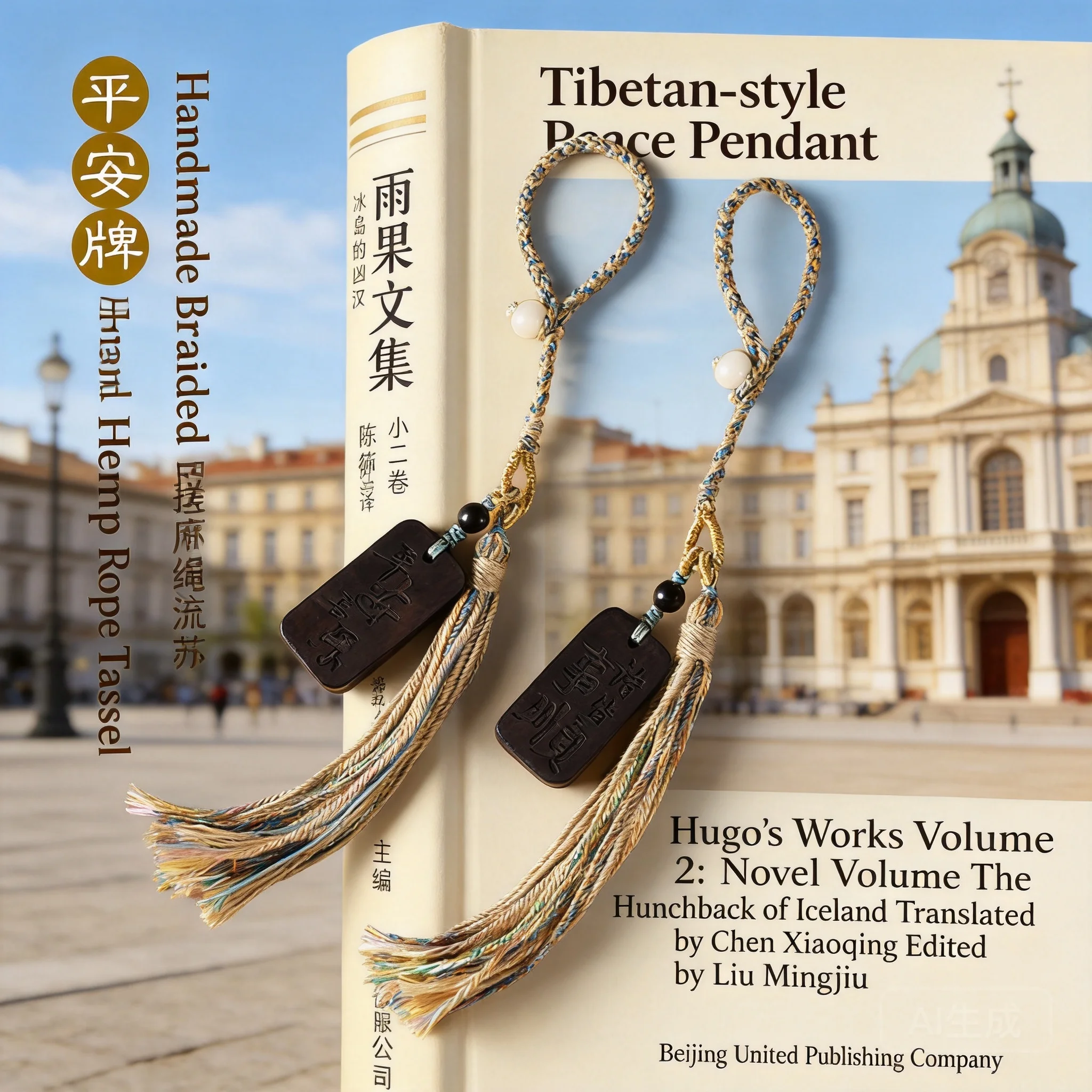 Tibetan Style Chinese Trend Wooden Peace Pendant Tassel Hanging Ornament For Bag Keychain Green Sandalwood Agarwood Decor 2026