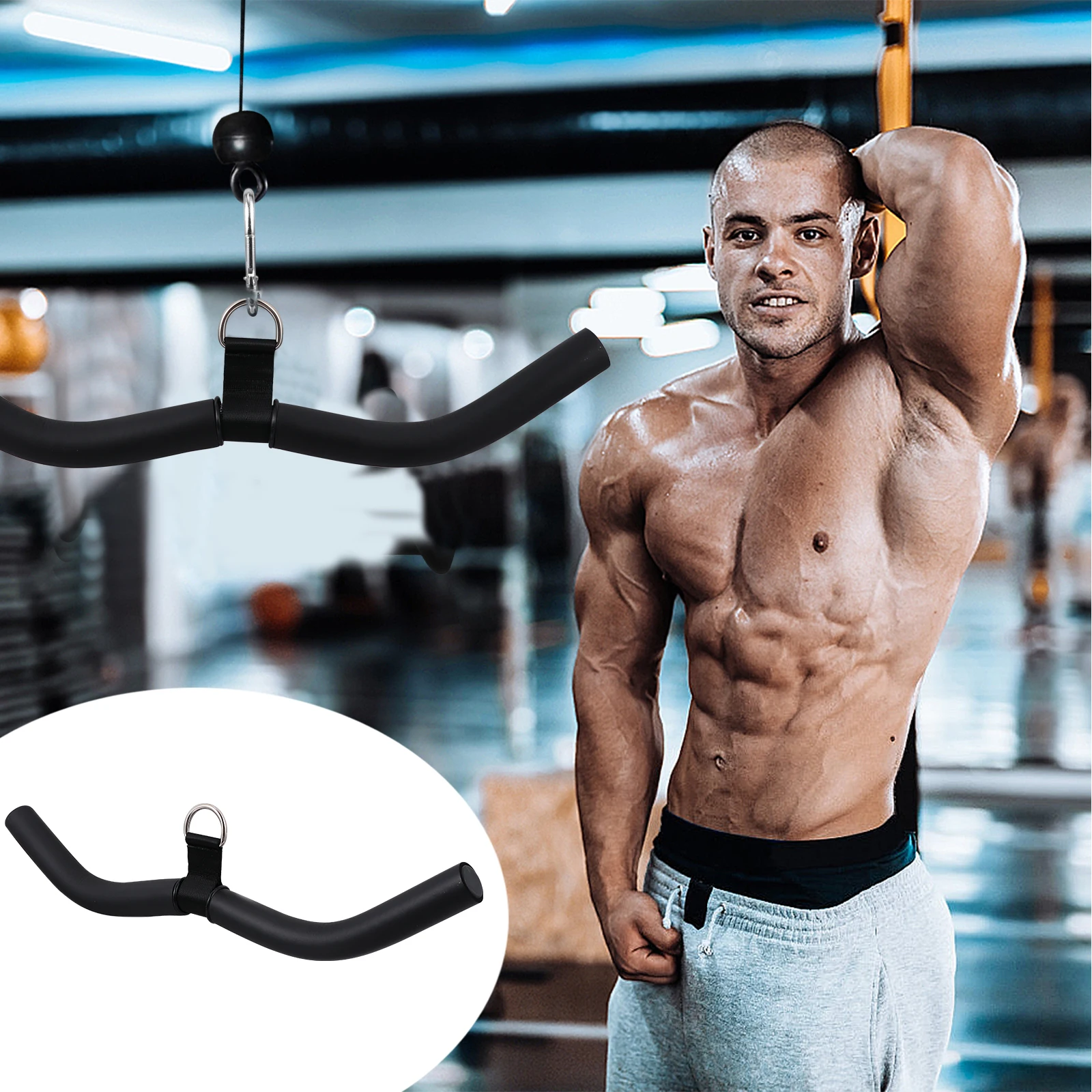 

1pc Bow Pull Bar Steel Muscle Trainer Bicep Triceps Back Fitness Equipment Home Gym Strength Training Tool Durable