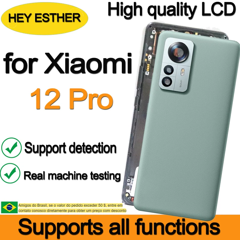 Original 120Hz AMOLED 6.73'' Replacement For Xiaomi Mi 12 Pro 2201122C, 2201122G LCD Display Touch Screen with Back Glass