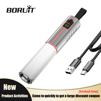 BORUiT LED Zoomable Flashlight Portable Type-C Rechargeable Torch Long-Range Waterproof Flashlights for Outdoor Camping Hiking
