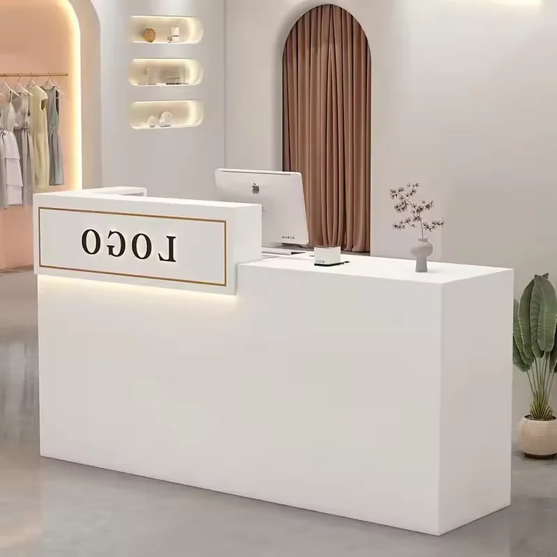 Beauty Salon Reception Desk Modern Luxury Barber Shop Front Custom  Wooden Counter Table