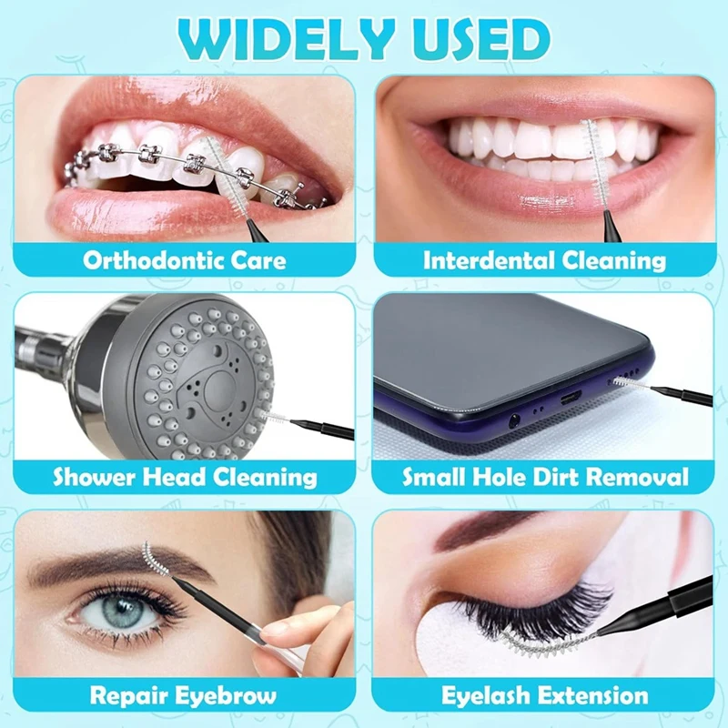 Sikat Interdental 120 buah, sikat pembersih kawat gigi untuk alat pembersih gigi sikat Spiral untuk perawatan mulut efisien