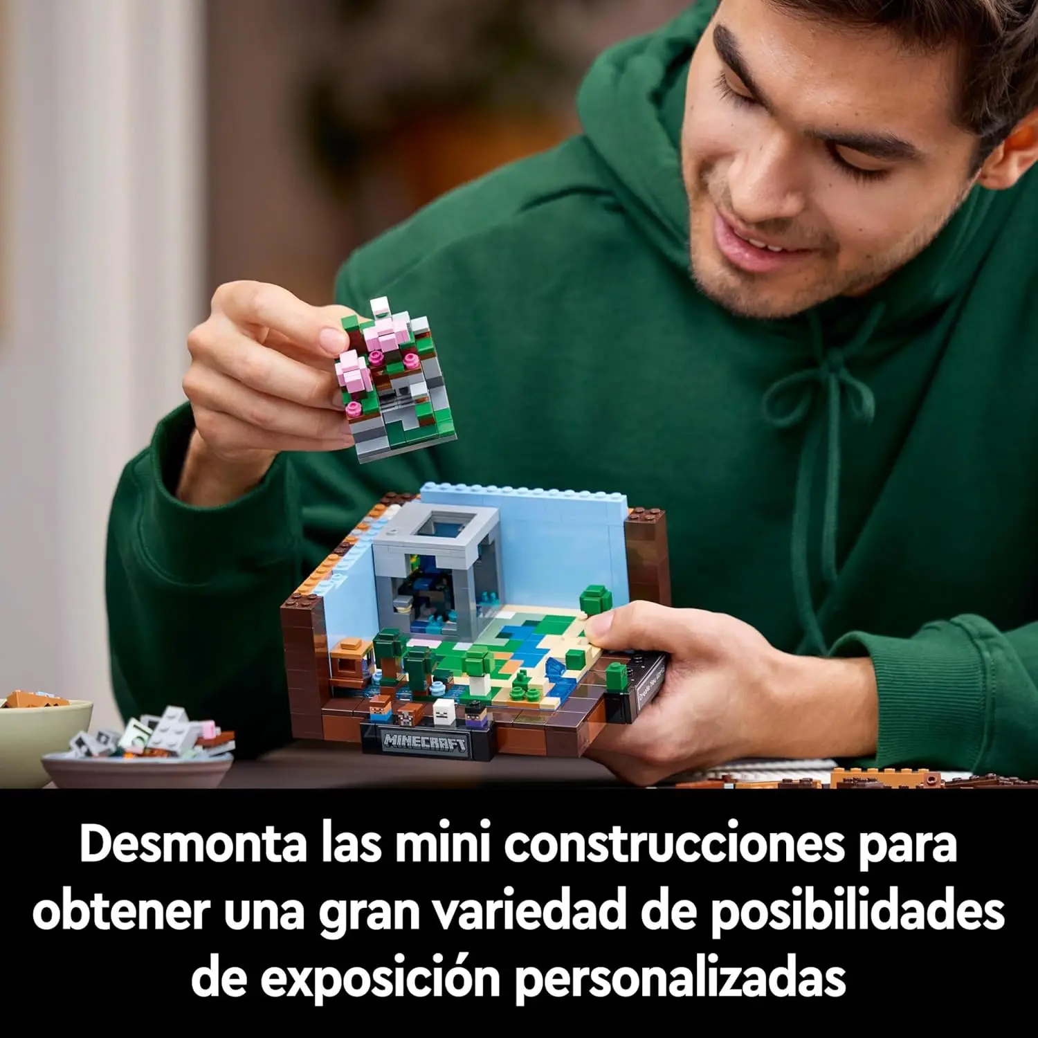 LEGO Minecraft Workbench Set 21265, a building model for adults celebrating 15 years of Minecraft, features 12 biomes, 5 mini builds, durable material, and includes digital instructions for a rewarding building experience. #3